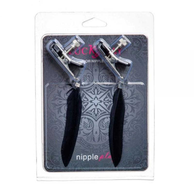 Зажимы на соски Lucky Bay Nipple play плоские перышки Черные Зажимы на соски Lucky Bay Nipple play плоские перышки Черные