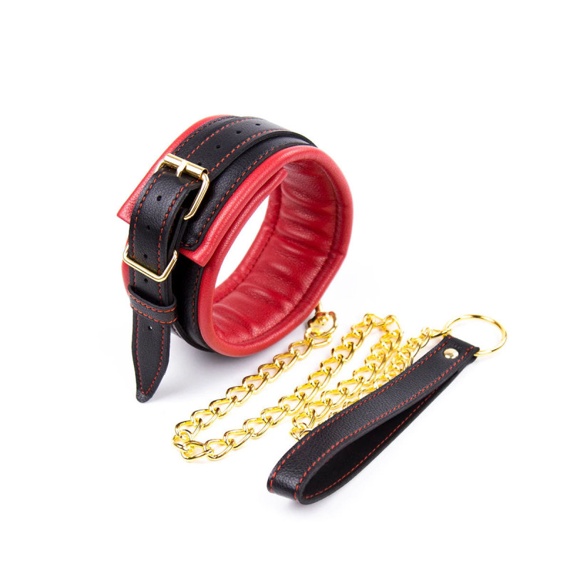 Нашийник з повідцем DS Fetish Collar black/red with leash Нашийник з повідцем DS Fetish Collar black/red with leash