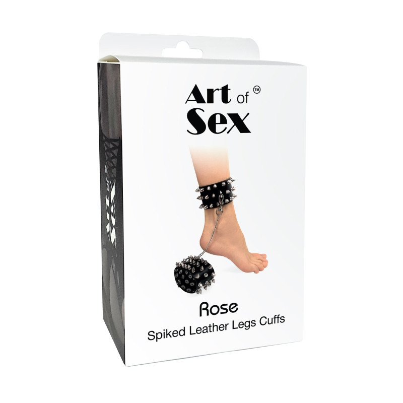 Поножи с шипами из натуральной кожи Art of Sex - Rose, цвет черный Поножи с шипами из натуральной кожи Art of Sex - Rose, цвет черный