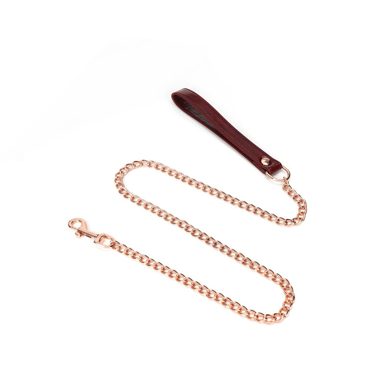 Кожаный ошейник с поводком Liebe Seele Wine Red Collar and Leash, 3 кольца для крепления Кожаный ошейник с поводком Liebe Seele Wine Red Collar and Leash, 3 кольца для крепления