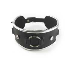 Ошейник из натуральной кожи со стразами и кольцом Art of Sex Collar Ring