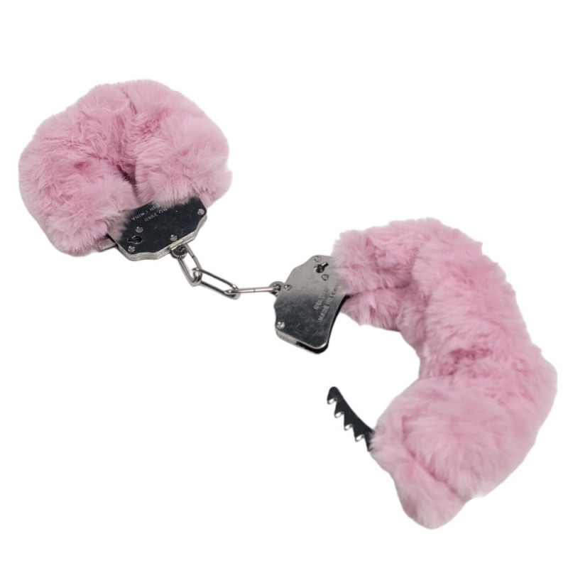 Наручники DS Fetish Plush handcuffs, метал з хутром, рожеві Наручники DS Fetish Plush handcuffs, метал з хутром, рожеві