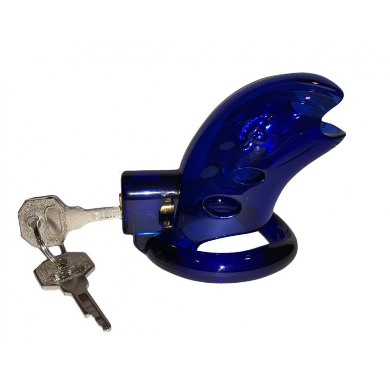 Пояс верности с тремя кольцами Loveshop Runye Chastity cage голубой