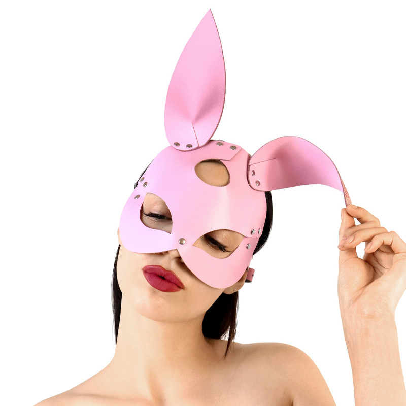 Шкіряна маска Зайчика Art of Sex - Bunny mask, колір Рожевий Шкіряна маска Зайчика Art of Sex - Bunny mask, колір Рожевий