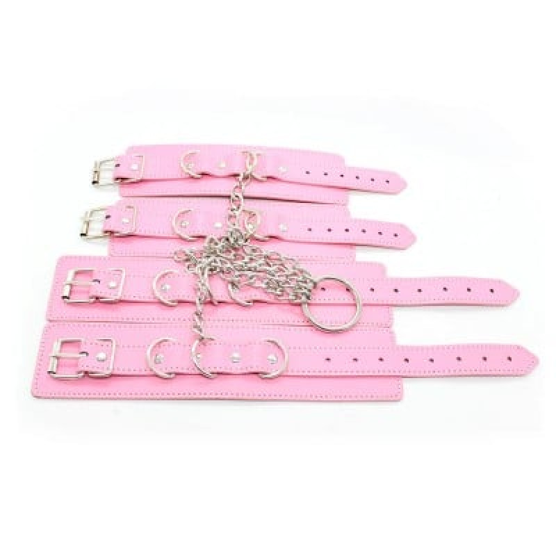 Обмежувачі DS Fetish Hogtie restraints with chain pink Обмежувачі DS Fetish Hogtie restraints with chain pink