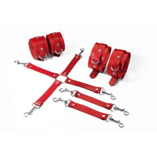 Набор для БДСМ 3 в 1 Feral Feelings BDSM Kit 3 Red, наручники, поножи, крестовина