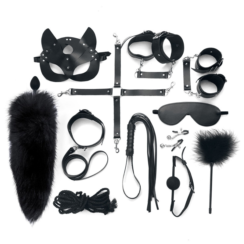 Набір BDSM Art Of Sex – Maxi BDSM Set Leather, 13 предметів, чорний, натуральна шкіра Набір BDSM Art Of Sex – Maxi BDSM Set Leather, 13 предметів, чорний, натуральна шкіра