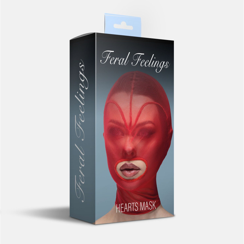 Маска серце сітка з відкритим ротом Feral Feelings - Hearts Mask Red/Red Маска серце сітка з відкритим ротом Feral Feelings - Hearts Mask Red/Red