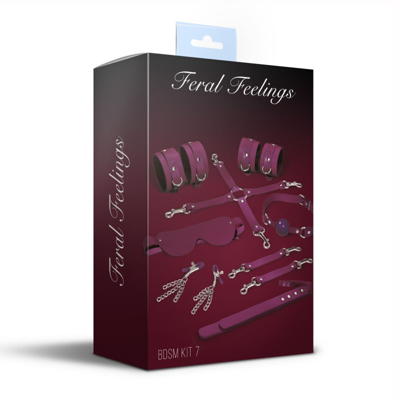 Набор Feral Feelings BDSM Kit 7 Burgundy, наручники, поножи, коннектор, маска, паддл, кляп, зажимы Набор Feral Feelings BDSM Kit 7 Burgundy, наручники, поножи, коннектор, маска, паддл, кляп, зажимы