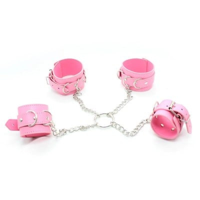 Обмежувачі DS Fetish Hogtie restraints with chain pink Обмежувачі DS Fetish Hogtie restraints with chain pink