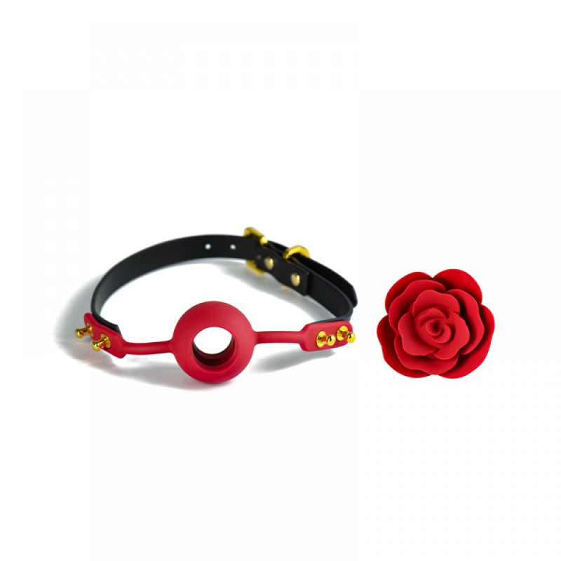 Кляп роза из силикона и итальянской кожи UPKO Rose Ball Gag Кляп роза из силикона и итальянской кожи UPKO Rose Ball Gag