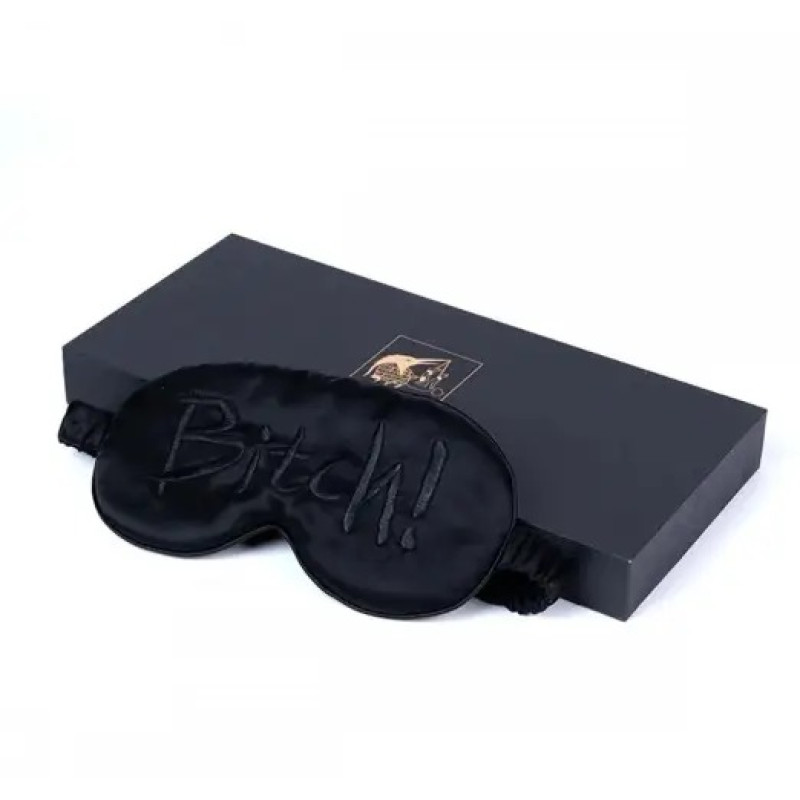 Маска на очі з написом Bitch! від UPKO, шовкова, Black Маска на очі з написом Bitch! від UPKO, шовкова, Black