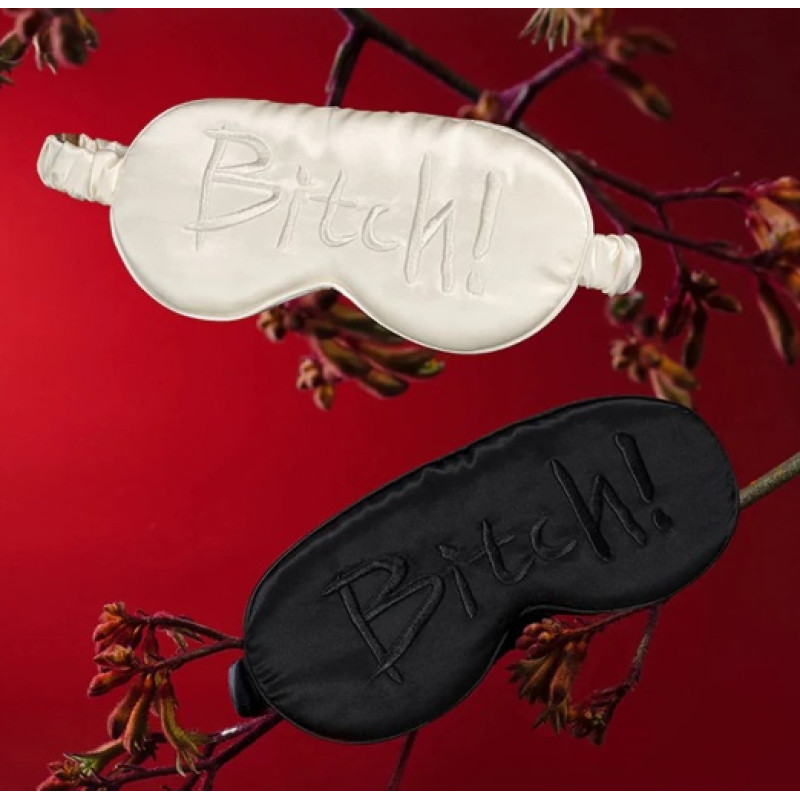 Маска на очі з написом Bitch! від UPKO, шовкова, Black Маска на очі з написом Bitch! від UPKO, шовкова, Black
