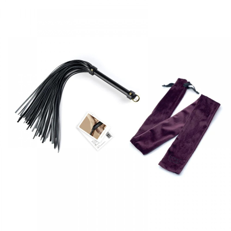 Флогер (кнут) UPKO с позолотой, итальянская кожа, Черный Флогер (кнут) UPKO с позолотой, итальянская кожа, Черный