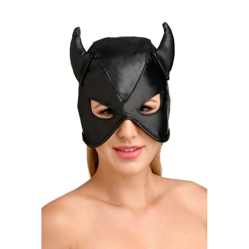 Маска с рогами Master Series: Dungeon Demon Bondage Mask with Horns, черная Маска с рогами Master Series: Dungeon Demon Bondage Mask with Horns, черная