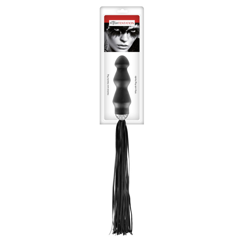 Флоггер с ручкой - анальным плагом Fetish Tentation Whip with Plug Handle Флоггер с ручкой - анальным плагом Fetish Tentation Whip with Plug Handle