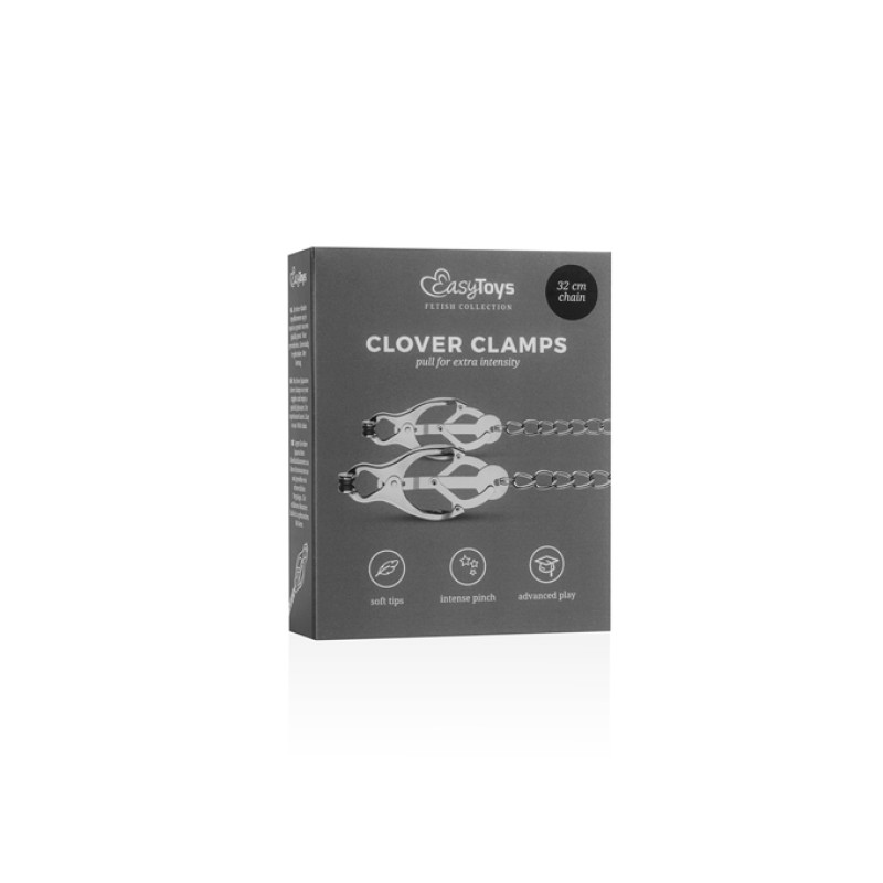 Зажимы на соски с цепочкой Easytoys, металлические, серебряные, 49 см Зажимы на соски с цепочкой Easytoys, металлические, серебряные, 49 см