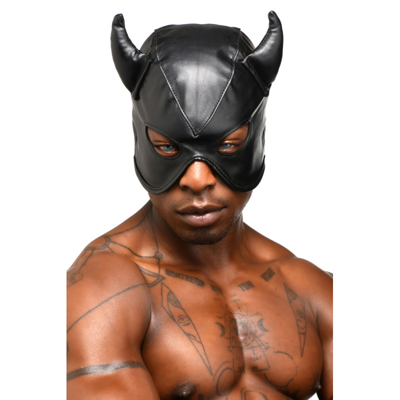 Маска с рогами Master Series: Dungeon Demon Bondage Mask with Horns, черная Маска с рогами Master Series: Dungeon Demon Bondage Mask with Horns, черная