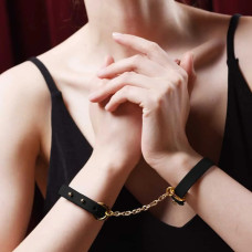 Браслет-наручники UPKO итальянская кожа, черный