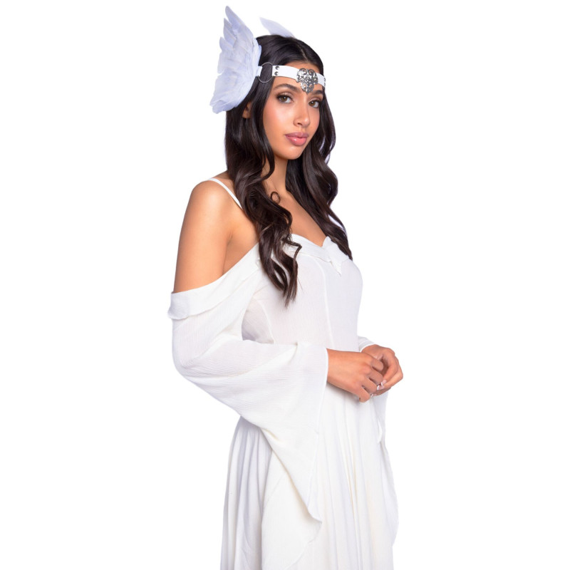 Повязка на голову с крыльями Leg Avenue Feather headband White, перья и натуральная кожа
