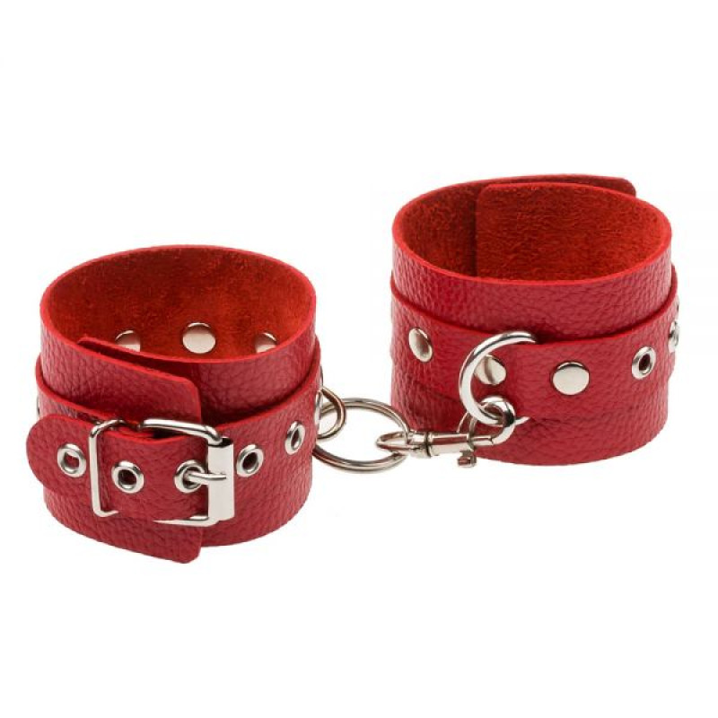 Наручники sLash Leather Double Fix Hand Cuffs, Red Наручники sLash Leather Double Fix Hand Cuffs, Red