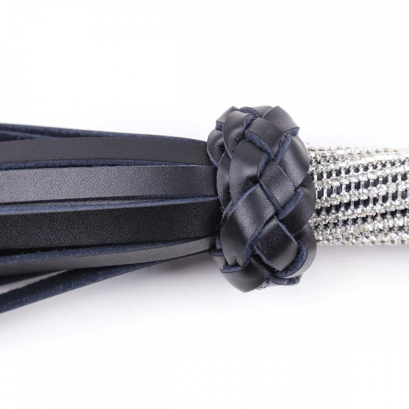 Флогер экокожа DS Fetish, ручка со стразами, черный, 46 см Флогер экокожа DS Fetish, ручка со стразами, черный, 46 см