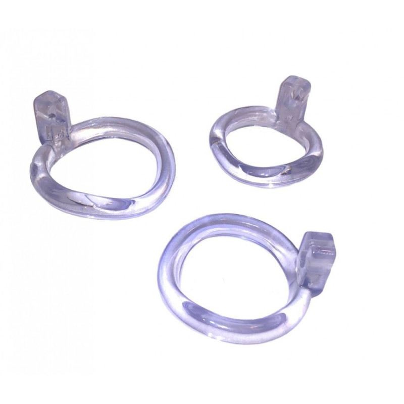 Пояс верности с тремя кольцами Loveshop Runye Chastity cage прозрачный
