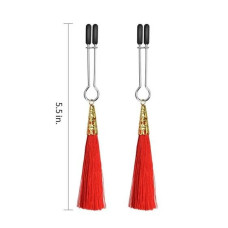 Затискачі для сосків LoveToy Bondage Fetish Glamor Tassel Nipple Clamp Red