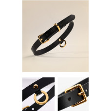 Тонкий ошейник (чокер) из итальянской кожи UPKO Thin, черного цвета