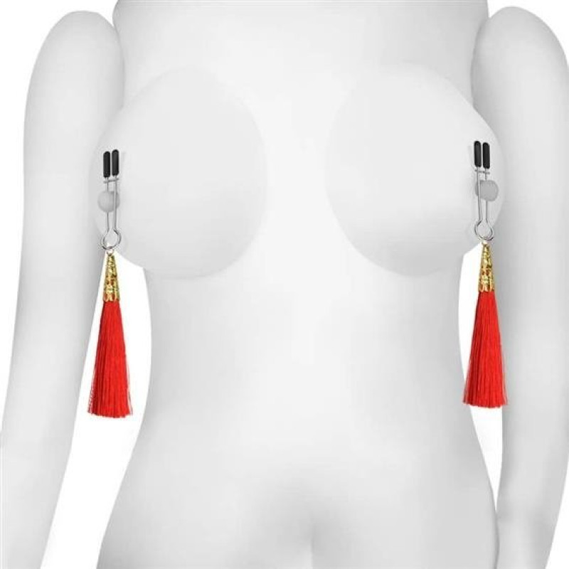 Зажимы для сосков LoveToy Bondage Fetish Glamor Tassel Nipple Clamp Red Зажимы для сосков LoveToy Bondage Fetish Glamor Tassel Nipple Clamp Red