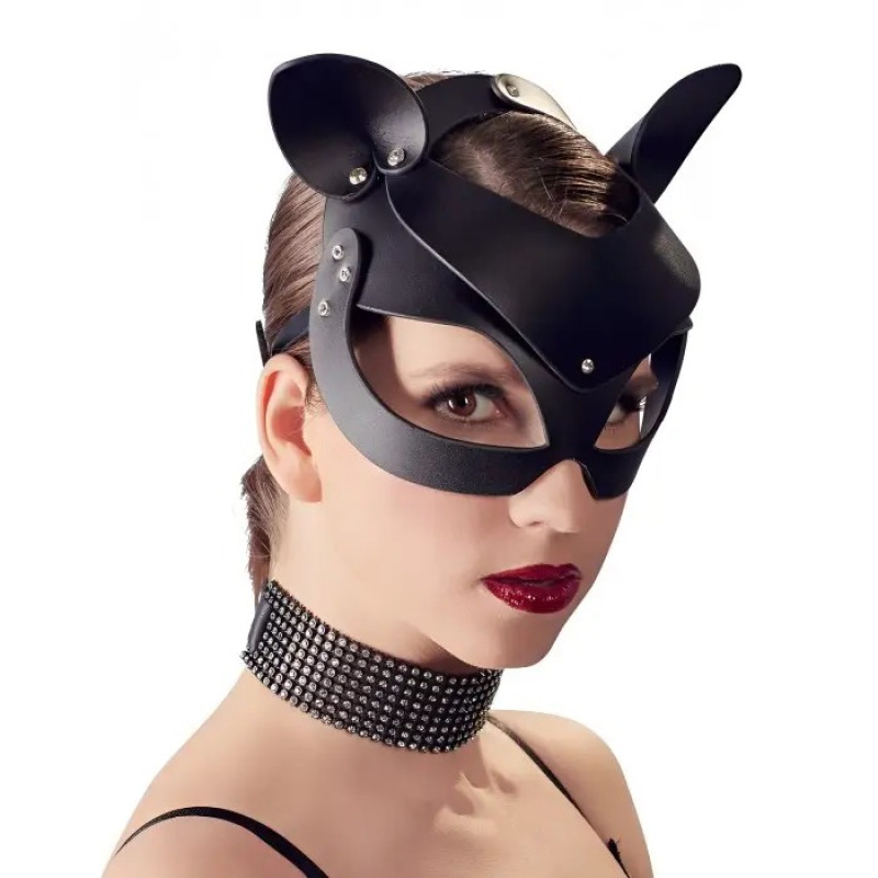 Маска кішечка DS Fetish Shiny cat Mask with studs Маска кішечка DS Fetish Shiny cat Mask with studs