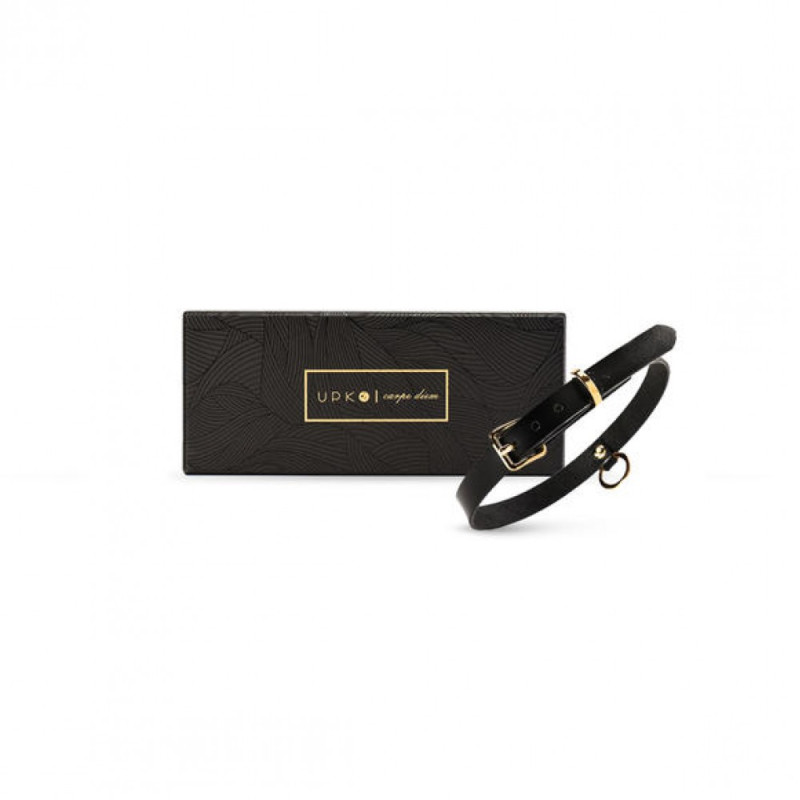 Тонкий ошейник (чокер) из итальянской кожи UPKO Thin, черного цвета Тонкий ошейник (чокер) из итальянской кожи UPKO Thin, черного цвета