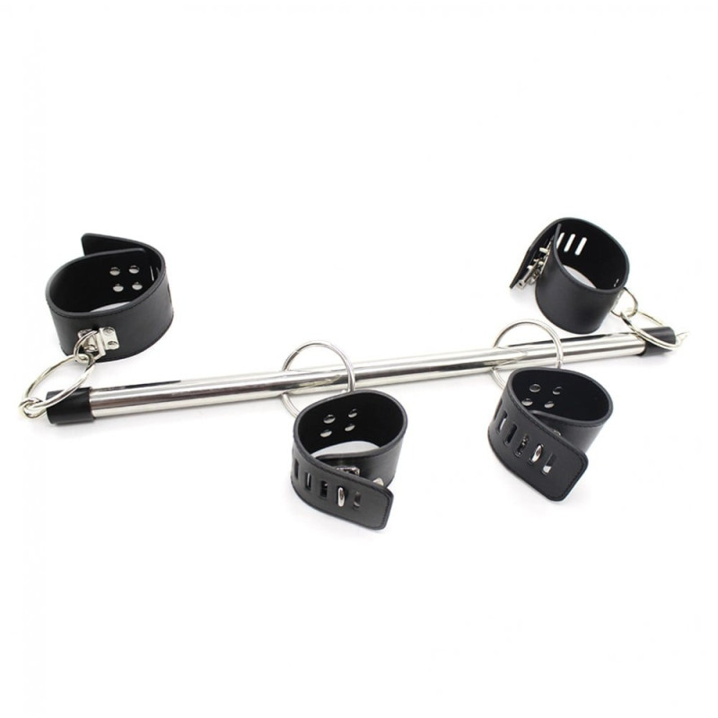 Распорка с наручниками и поножами DS Fetish, металл, Черная