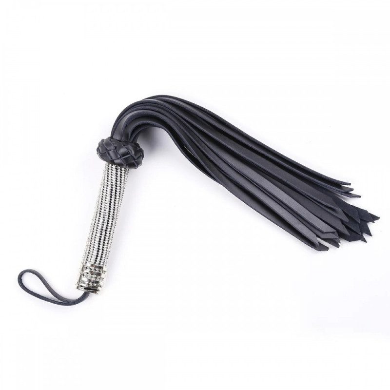 Флогер экокожа DS Fetish, ручка со стразами, черный, 46 см Флогер экокожа DS Fetish, ручка со стразами, черный, 46 см