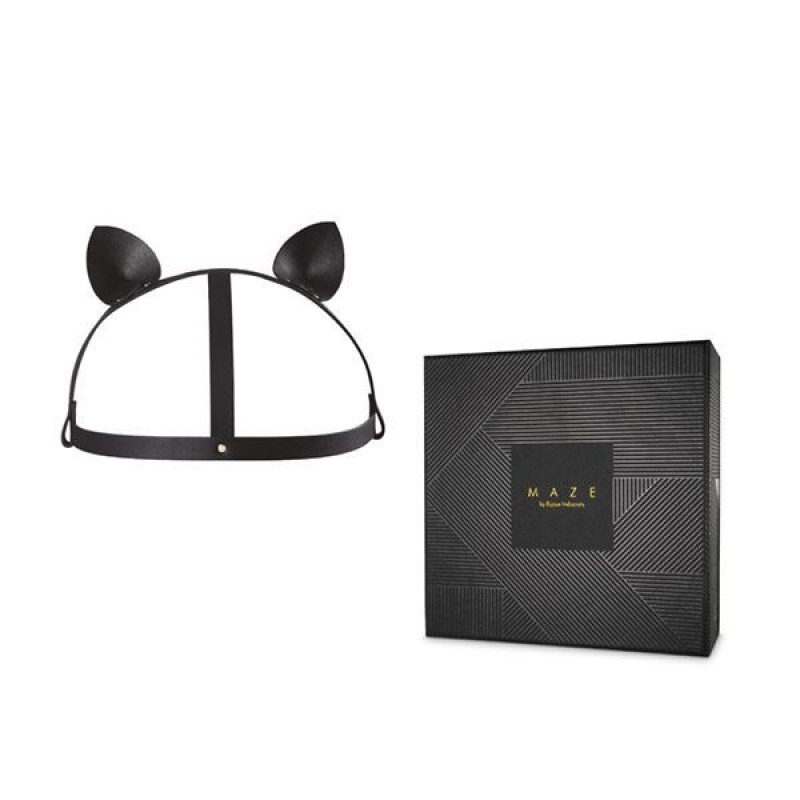 Маска кішечки Bijoux Indiscrets MAZE Cat Ears Headpiece Чорна Маска кішечки Bijoux Indiscrets MAZE Cat Ears Headpiece Чорна