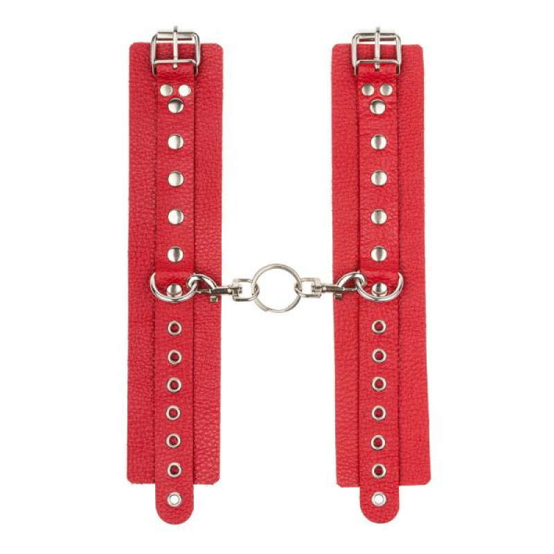 Наручники sLash Leather Double Fix Hand Cuffs, Red Наручники sLash Leather Double Fix Hand Cuffs, Red