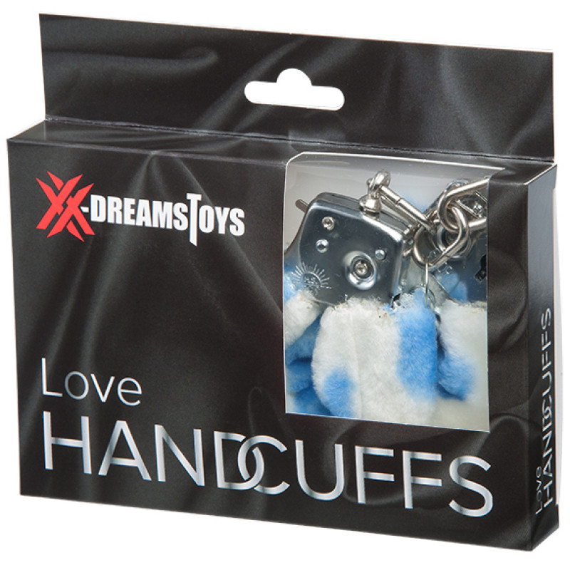 Наручники StRubber XXdreamSToys Liebes-Handschellen m. Plüsch Kuh Білі/Блакитні Наручники StRubber XXdreamSToys Liebes-Handschellen m. Plüsch Kuh Білі/Блакитні