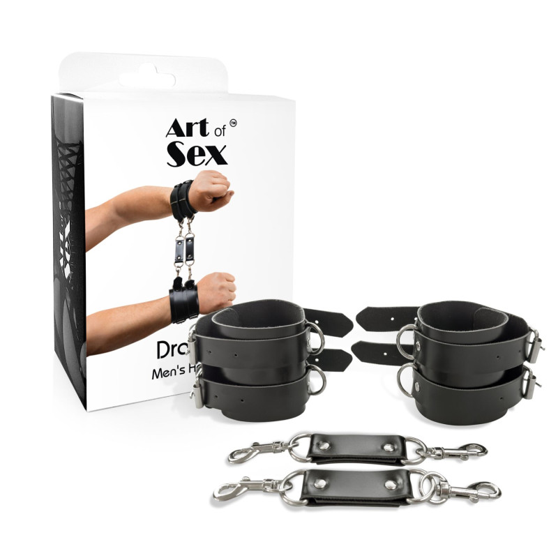 Наручники мужские Art of Sex - Handcuffs Dragons man из экокожи, цвет черный Наручники мужские Art of Sex - Handcuffs Dragons man из экокожи, цвет черный