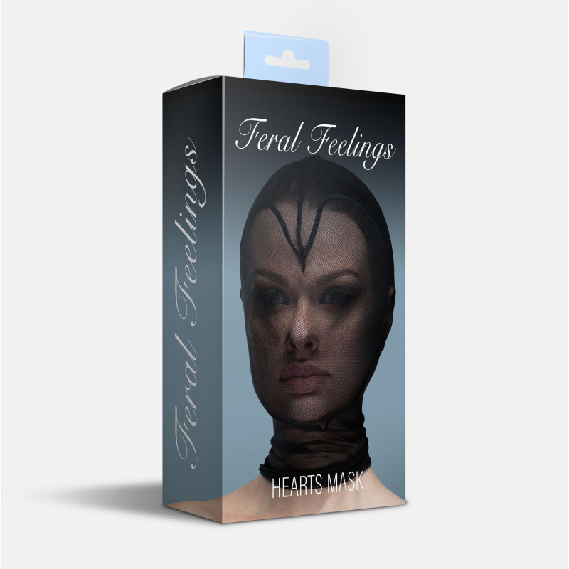 Маска серце сітка із повністю закритим обличчям Feral Feelings - Hearts Mask Black/Black Маска серце сітка із повністю закритим обличчям Feral Feelings - Hearts Mask Black/Black