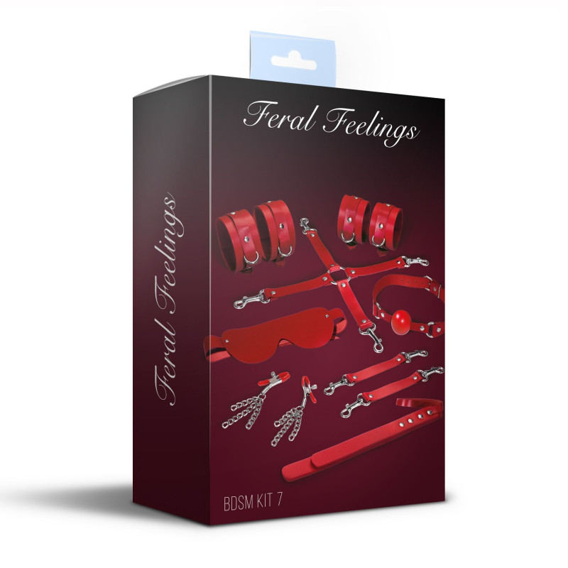 Набор Feral Feelings BDSM Kit 7 Red, наручники, поножи, коннектор, маска, паддл, кляп, зажимы Набор Feral Feelings BDSM Kit 7 Red, наручники, поножи, коннектор, маска, паддл, кляп, зажимы