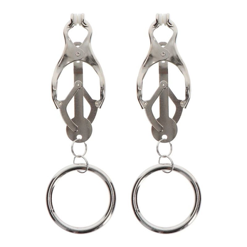 Зажимы-бабочки с кольцом Taboom Butterfly Clamps With Ring, серебристые Зажимы-бабочки с кольцом Taboom Butterfly Clamps With Ring, серебристые