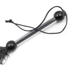Флогер DS Fetish FLOGGER черный, прозрачная ручка, 28 см