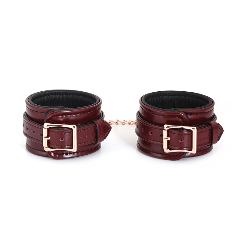 Кожаные поножи Liebe Seele Wine Red Ankle Cuffs, съемная цепочка-крепление Кожаные поножи Liebe Seele Wine Red Ankle Cuffs, съемная цепочка-крепление
