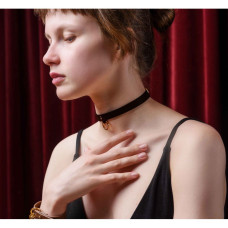 Тонкий ошейник (чокер) из итальянской кожи UPKO Thin, черного цвета