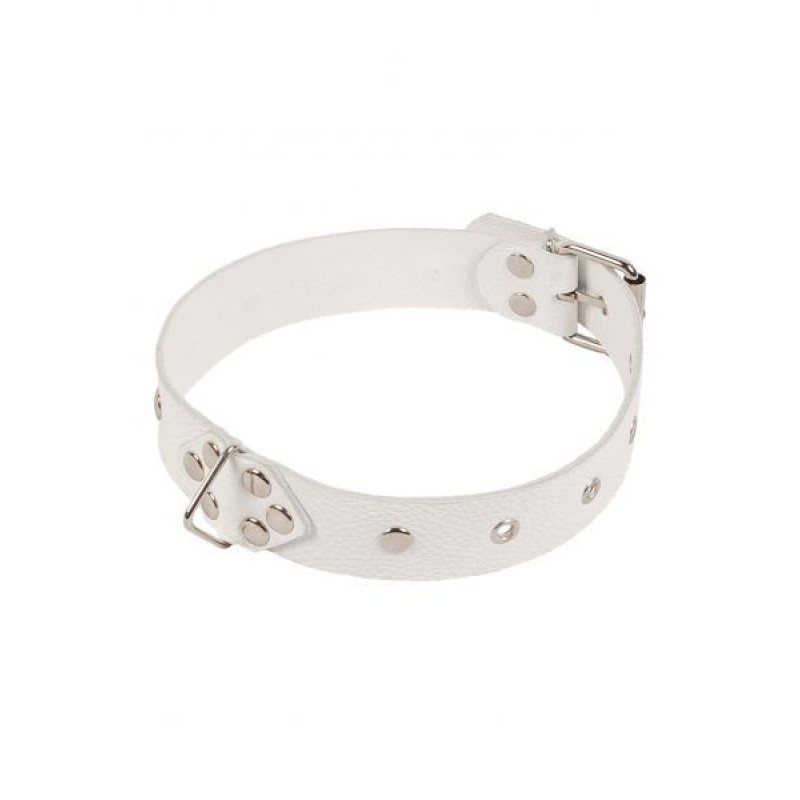 Нашийник sLash Leather Restraints Collar, White Нашийник sLash Leather Restraints Collar, White