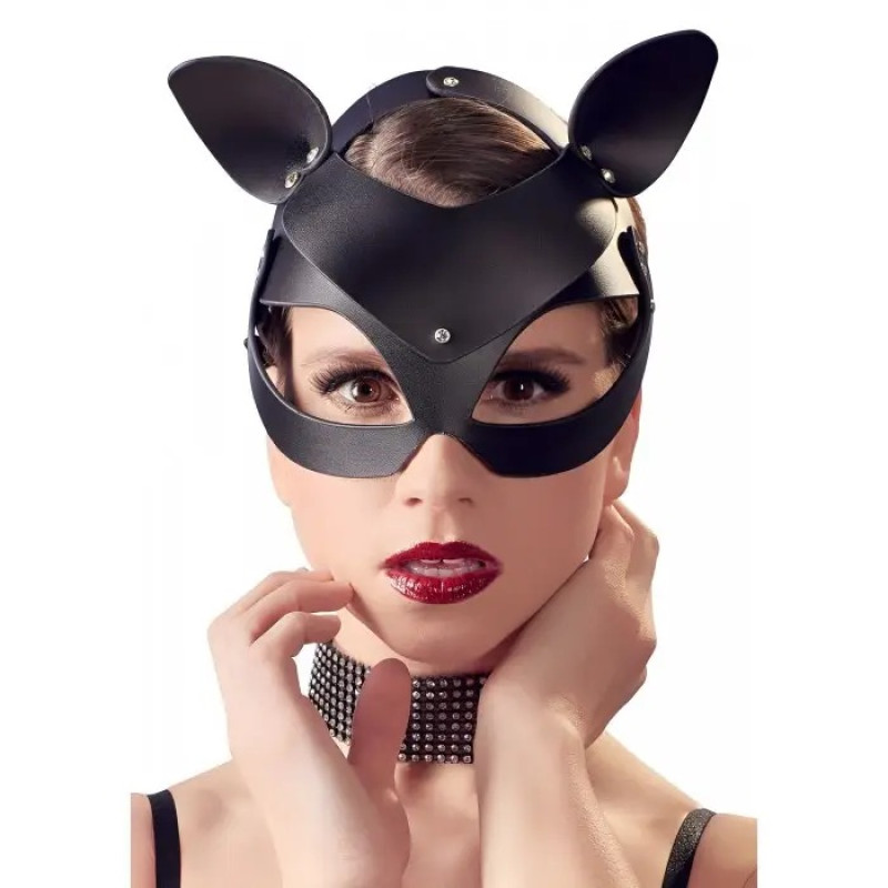 Маска кішечка DS Fetish Shiny cat Mask with studs Маска кішечка DS Fetish Shiny cat Mask with studs