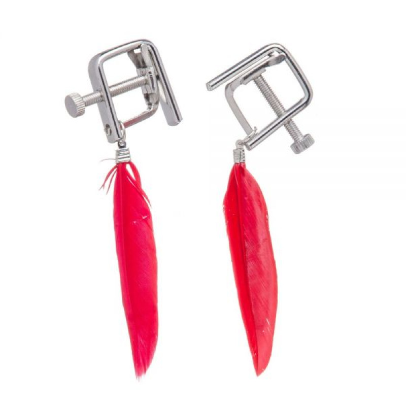 Зажимы на соски Lucky Bay Nipple play квадратные перышки Красные Зажимы на соски Lucky Bay Nipple play квадратные перышки Красные