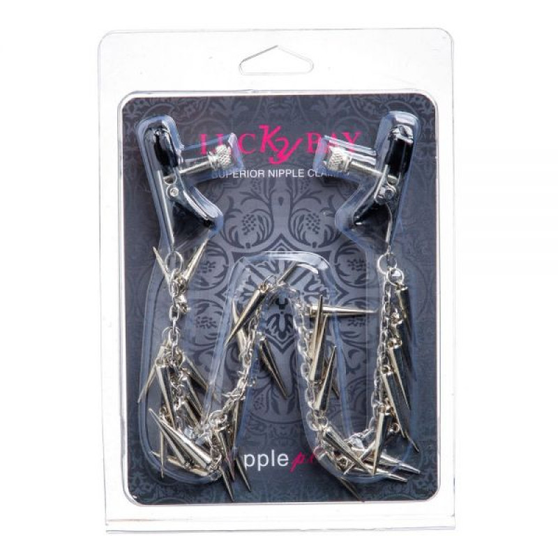 Зажимы на соски Lucky Bay Nipple play плоские Chain and Spike