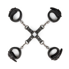 Крестовина с фиксаторами для рук и ног EasyToys, искусственная кожа, черная
