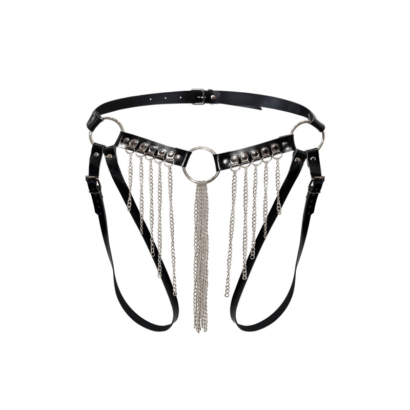 Сексуальні гартери-трусики Art of Sex - Xena з ланцюгами L-2XL, колір чорний Сексуальні гартери-трусики Art of Sex - Xena з ланцюгами L-2XL, колір чорний